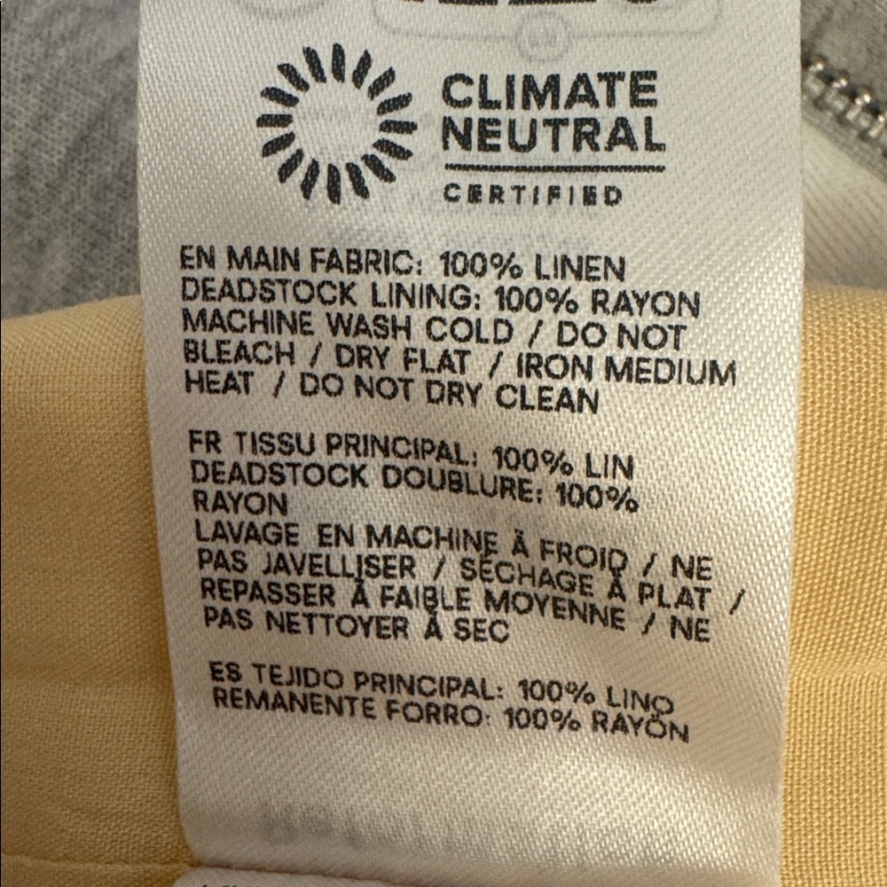Reformation Juliet Linen Top Yellow - Size 2 - Picture 7 of 13